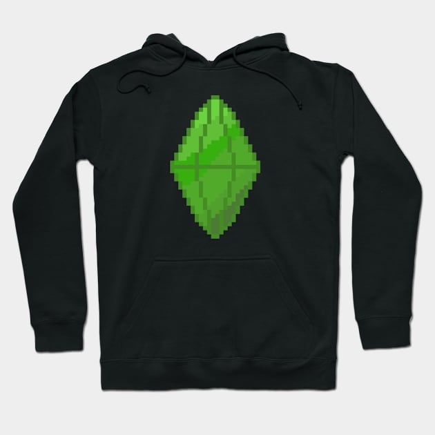 Sims Plumbob Green Pixel Art Hoodie by Zaerisfade